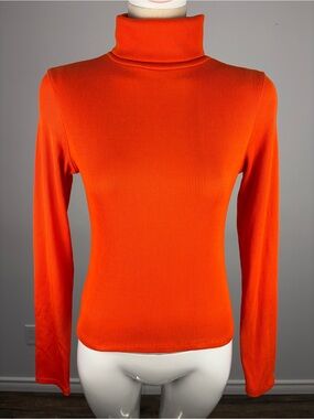 Twik par Simons Orange Ribbed Top Medium Eco Vision Collection